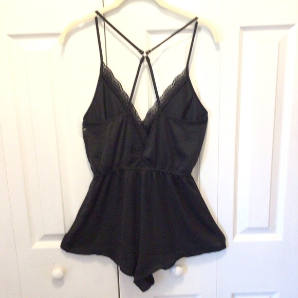 Forever 21 Black 1pc Sleeveless Y-back Lingerie Romper Sleepwear Size Small - Picture 4 of 8